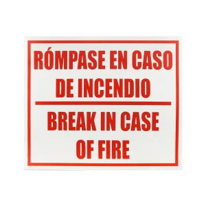 Etiqueta rompase en caso de incendio 25 x 21