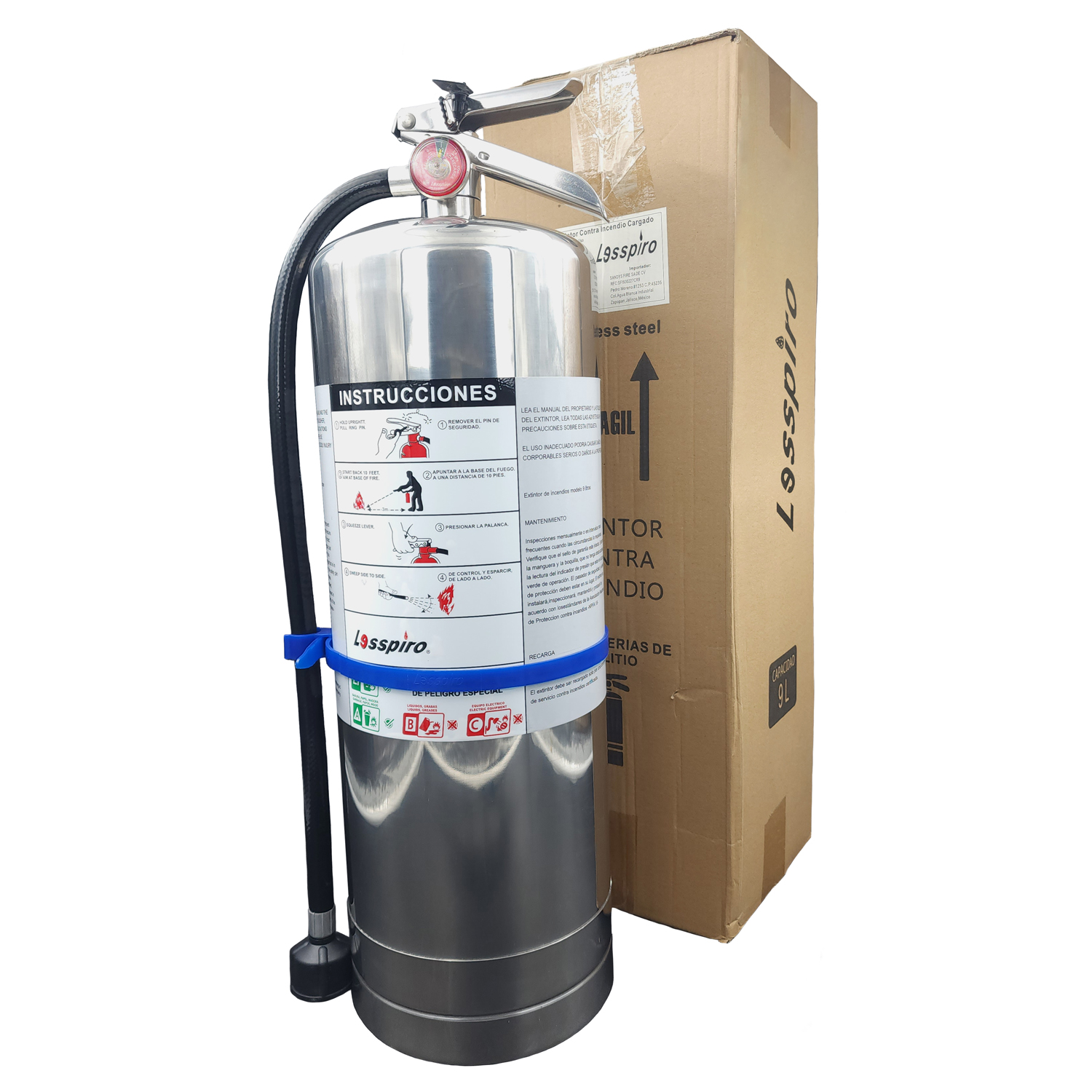 Extintor para batería de litio 9 Litros inoxidable Lesspiro - Image 6
